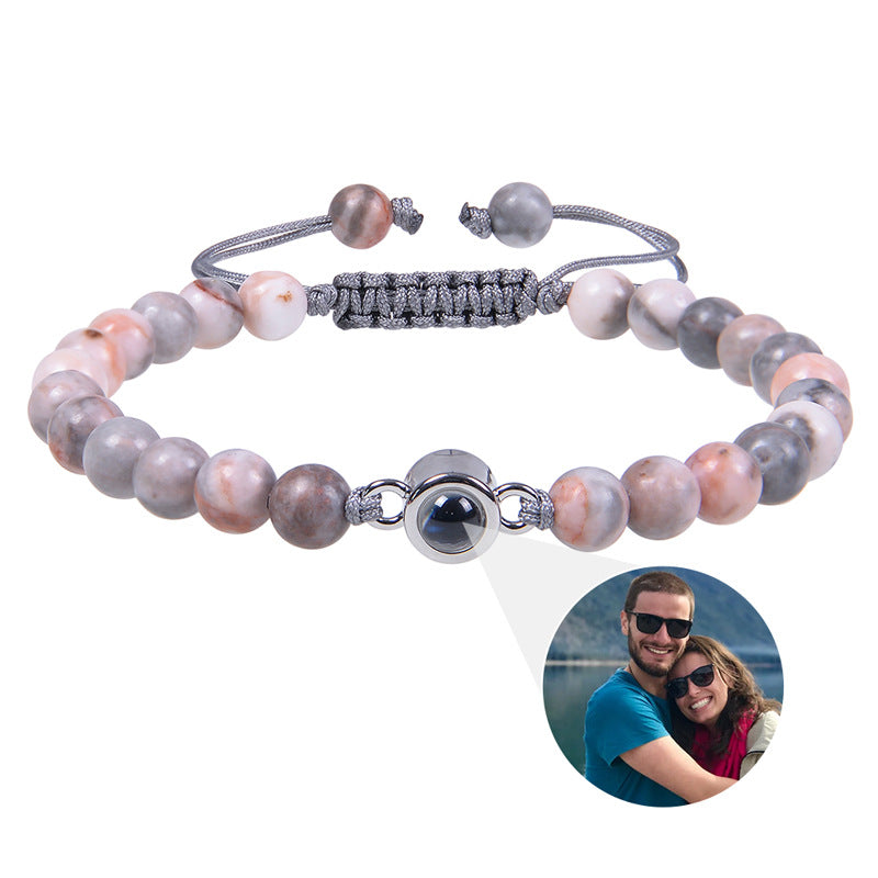 Fotoprojektionsarmband 100 Sprachen Ich liebe dich Naturstein personalisiertes Armband Bildschmuck