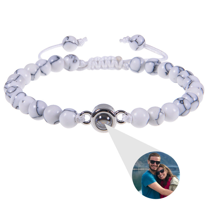 Fotoprojektionsarmband 100 Sprachen Ich liebe dich Naturstein personalisiertes Armband Bildschmuck