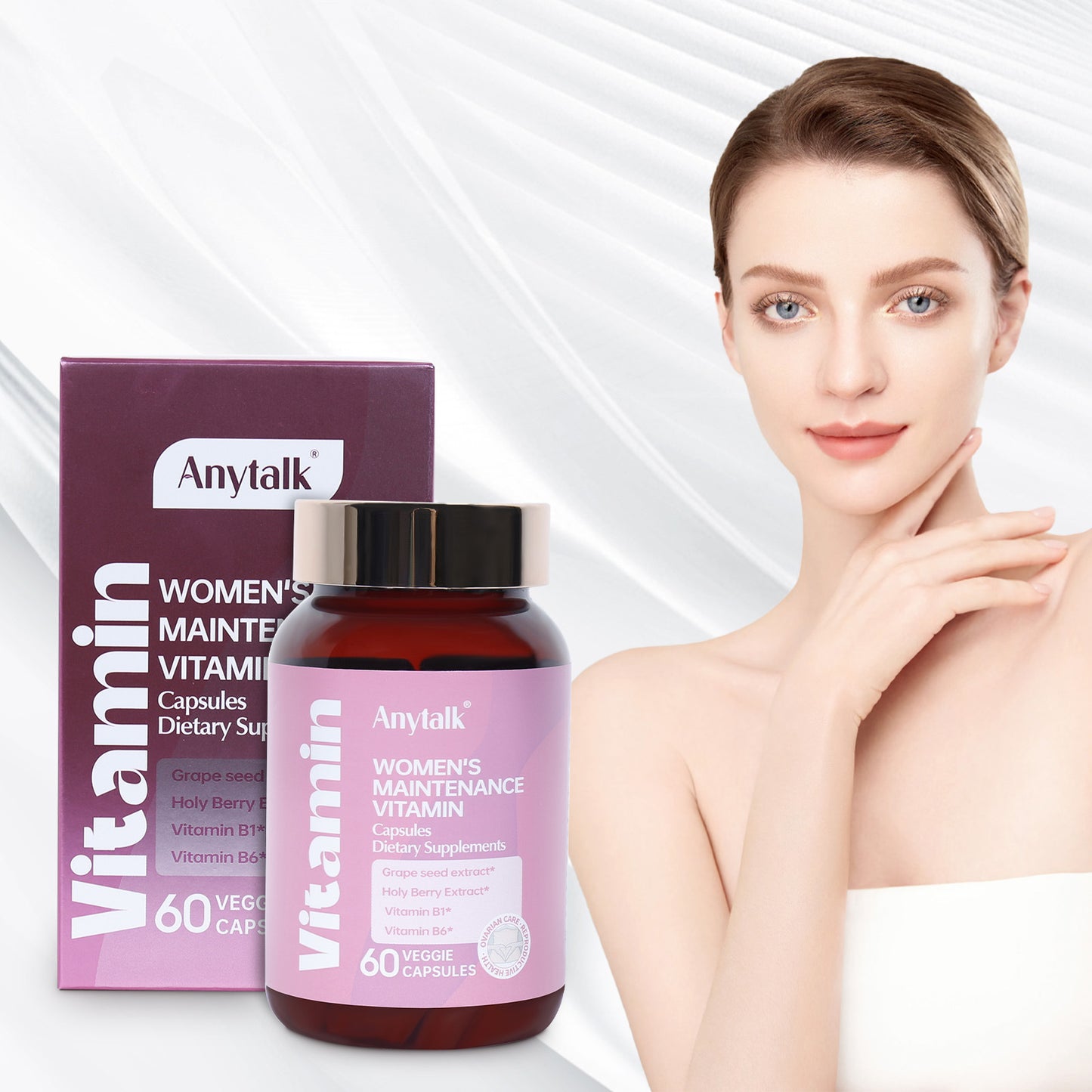 Vitaminkapseln für die Hautpflege von Frauen
