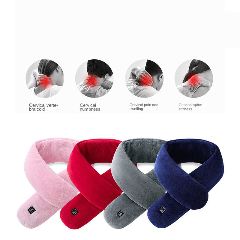 Neck heating scarf for couples with three levels of temperature control, neck warmth and heating, one size fits all scarf in multiple colors