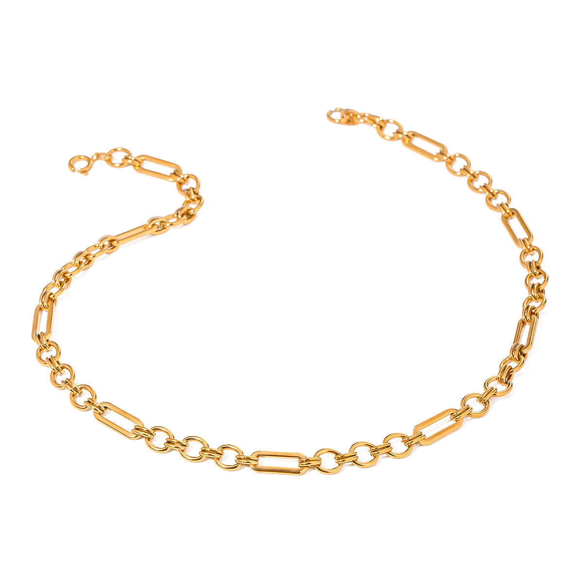 Fashion 18k gold stainless steel handmade chain 3:1 chain necklace female non-fading trendy jewelry