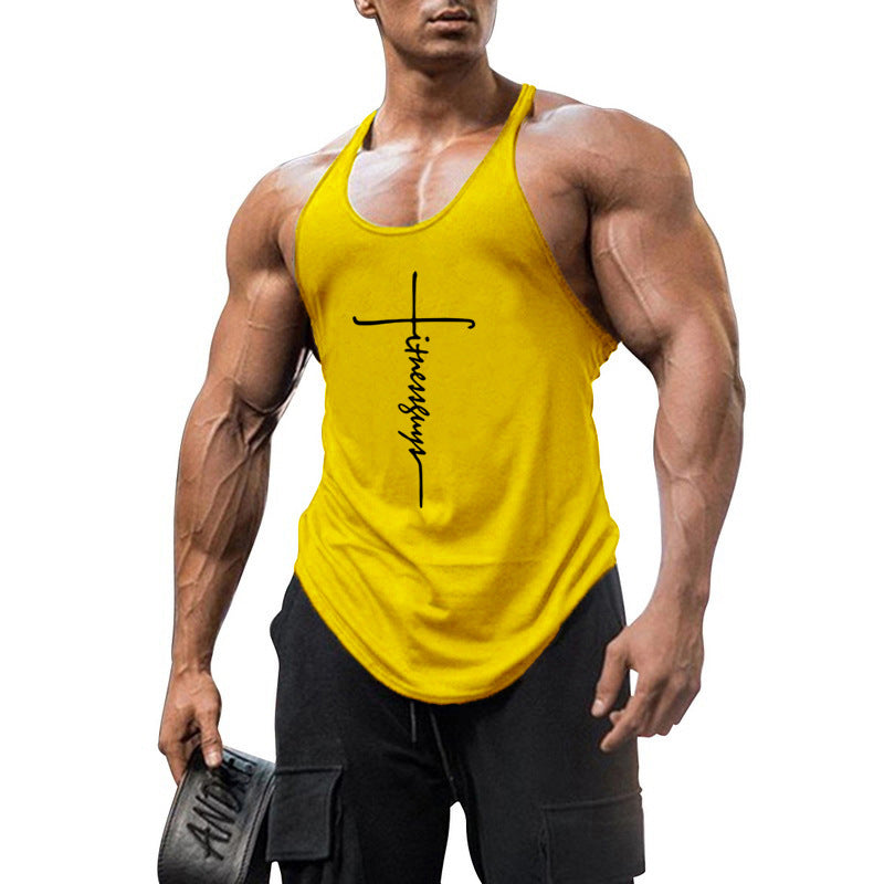 Reine Baumwolle Bodybuilding und Fitness Weste Muskel Männer Sport tief graben 1cm dünne Schultergurt Sling