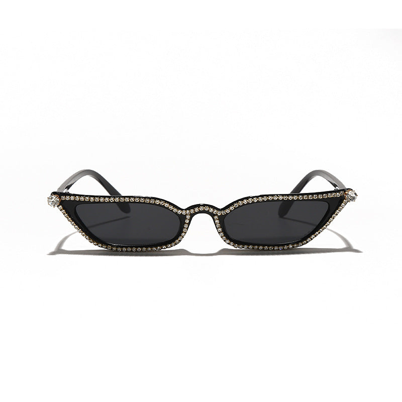 Trendy Damen Kleiner Rahmen Retro Handgemachte Strass Sonnenbrille Persönlichkeit Street Shot Sonnenbrille Cat Eye