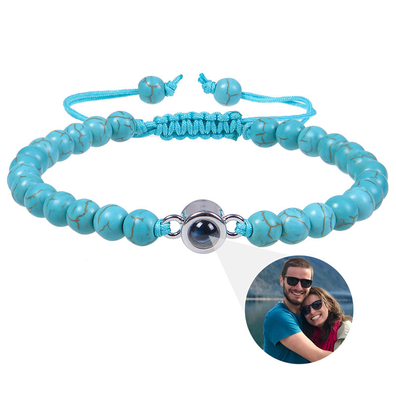 Fotoprojektionsarmband 100 Sprachen Ich liebe dich Naturstein personalisiertes Armband Bildschmuck