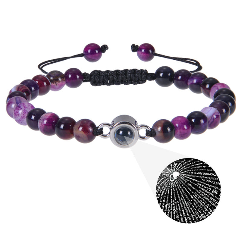 Fotoprojektionsarmband 100 Sprachen Ich liebe dich Naturstein personalisiertes Armband Bildschmuck