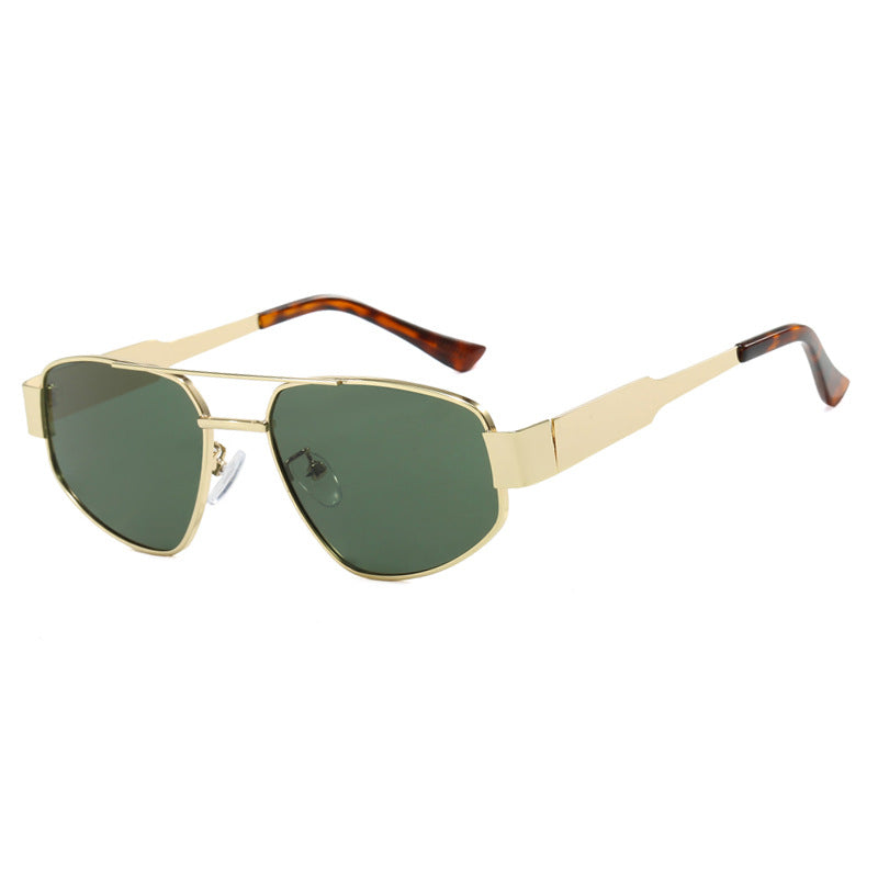 Doppelstrahl-Sonnenbrille für Damen, Sonnen- und Sonnenschutz-Sonnenbrille, Metall-Sonnenbrille, UV-beständige Sonnenbrille