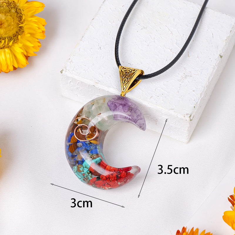 Regenbogenstein Orgon Anhänger Tropfender Harzkristall Halbedelstein Halskette Schmuck