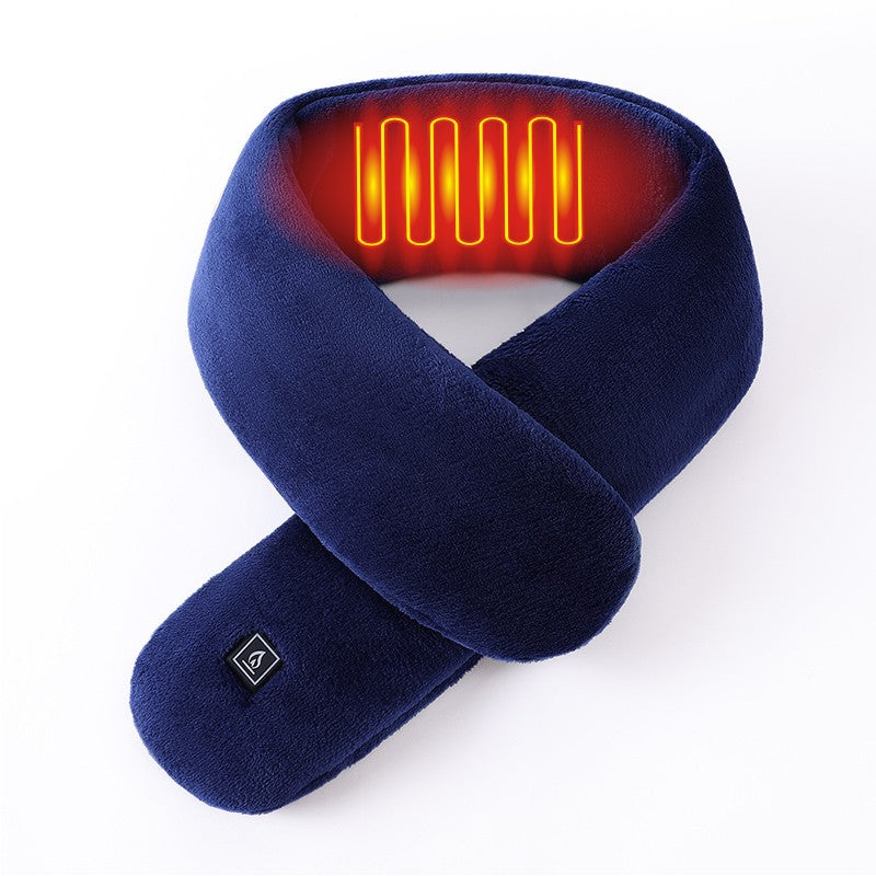 Neck heating scarf for couples with three levels of temperature control, neck warmth and heating, one size fits all scarf in multiple colors