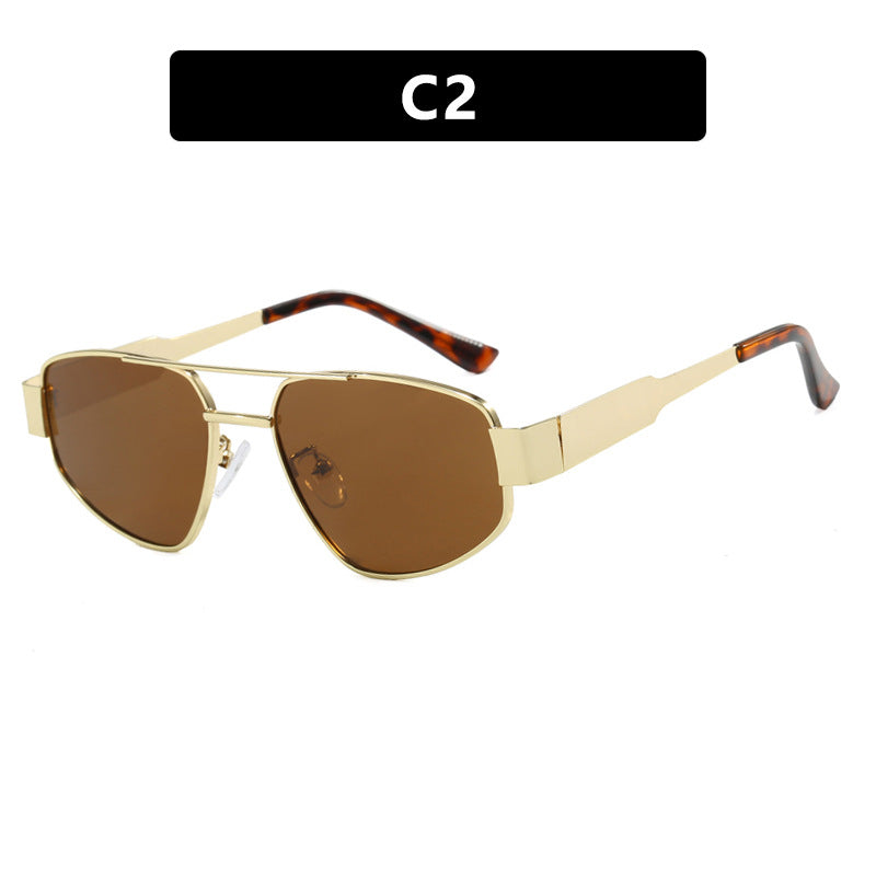 Doppelstrahl-Sonnenbrille für Damen, Sonnen- und Sonnenschutz-Sonnenbrille, Metall-Sonnenbrille, UV-beständige Sonnenbrille