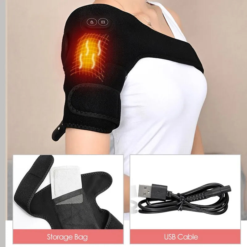 Elektrische Schulterstütze Beheiztes Kniemassagegerät Vibrationsmassage Schwarzer Stützgurt mit verstellbarem