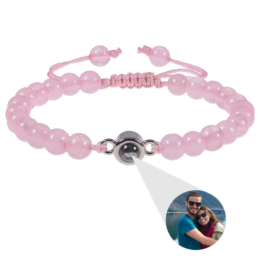 Fotoprojektionsarmband 100 Sprachen Ich liebe dich Naturstein personalisiertes Armband Bildschmuck