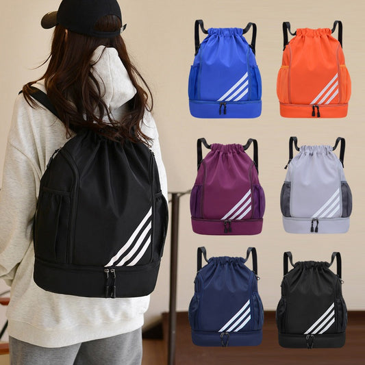 Verdickter Rucksack, große Kapazität, ultraleichte Sport-Schwimmtasche mit Trocken- und Nasstrennung, Trainingsrucksack mit Kordelzug