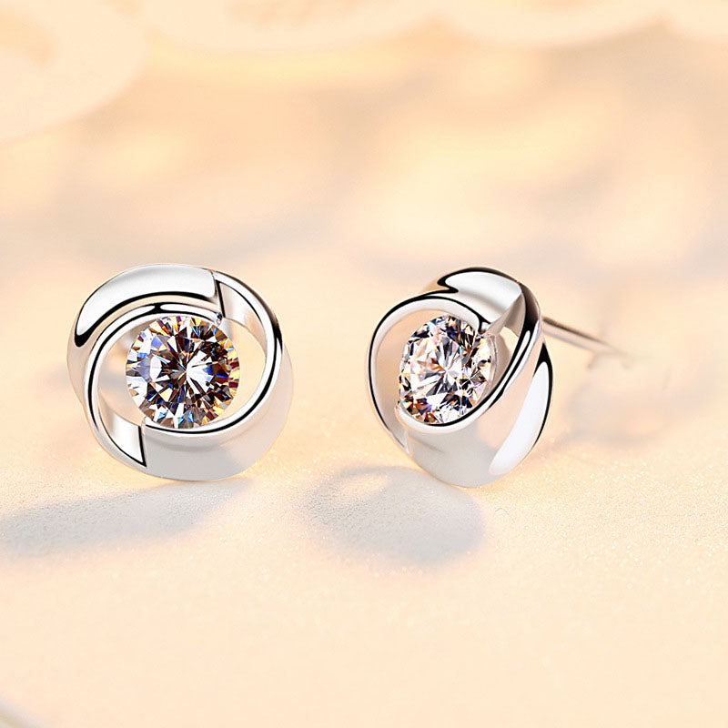 S925 reinem silber rose ohrringe mit blütenblatt förmigen ohrringe, koreanische minimalistischen frauen mini clover rose blütenblatt ohrringe 