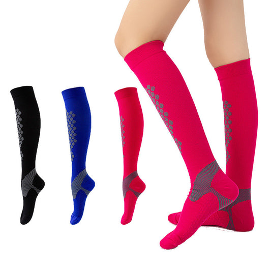 Sport-Drucksocken Damen Sommersport Professionelle Lange Socken Laufwadensocken Elastische Kompressionssocken