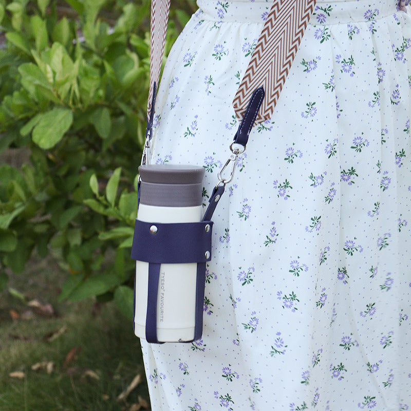 Outdoor insulated cup diagonal cup cover detachable woven shoulder strap bottle cover stainless steel kettle cover