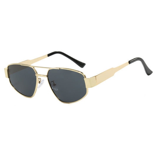 Doppelstrahl-Sonnenbrille für Damen, Sonnen- und Sonnenschutz-Sonnenbrille, Metall-Sonnenbrille, UV-beständige Sonnenbrille 