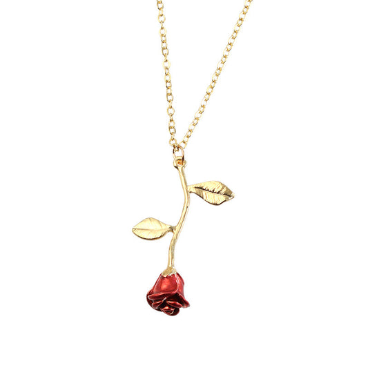Kreative Halskette mit rotem Rosenanhänger als Geschenk für die Freundin zum Valentinstag