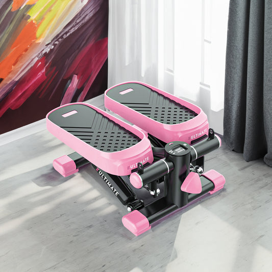 Home-Office-Übung 330LBS Kapazität Mini Stepper mit Widerstandsbändern und LCD-Monitor Rosa