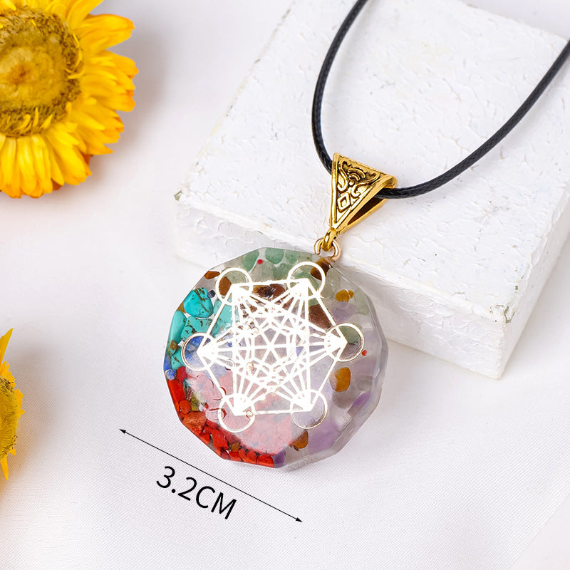 Regenbogenstein Orgon Anhänger Tropfender Harzkristall Halbedelstein Halskette Schmuck