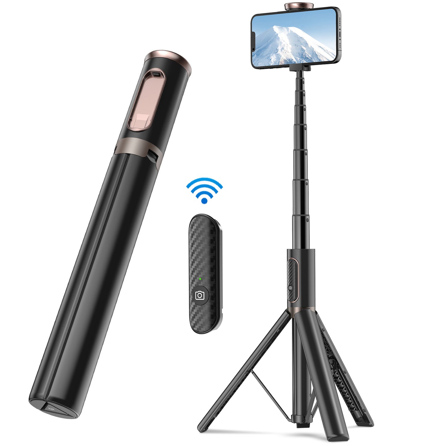 Neu 150cm Lange Selfie Stick Stativ Carbon Fiber Kunststoff Abnehmbare Fernbedienung AB202 Max Telefon Kompatibilität