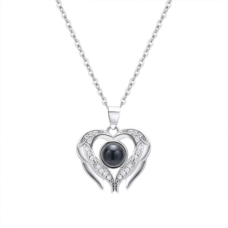 Herzförmige Diamantprojektion in 100 Sprachen, „Ich liebe dich“-Halskette, modisch, luxuriös, hochwertig, Schlüsselbeinkette