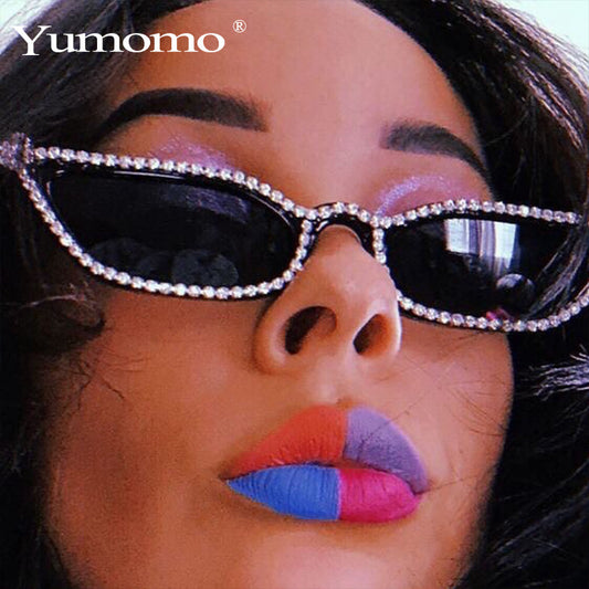 Trendy Damen Kleiner Rahmen Retro Handgemachte Strass Sonnenbrille Persönlichkeit Street Shot Sonnenbrille Cat Eye