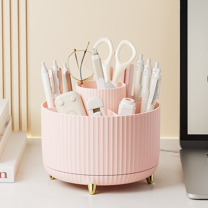 Drehbare staubdichte Aufbewahrungsbox für Stifthalter auf dem Schreibtisch zu Hause mit großer Kapazität für Badezimmer, Kosmetik und Kleinigkeiten
