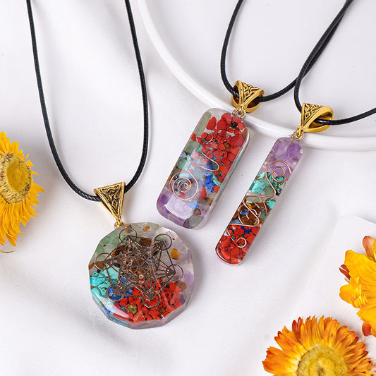 Regenbogenstein Orgon Anhänger Tropfender Harzkristall Halbedelstein Halskette Schmuck