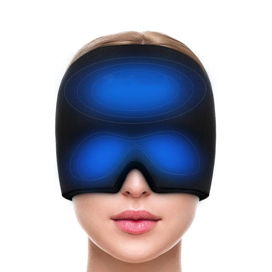 Migräne-Linderungshut, Eisbeutel, Kopfschmerzlinderung, Gel-Augenmaske, Kältetherapie, Migräne-Gesichtsmaske, elastische Tasche